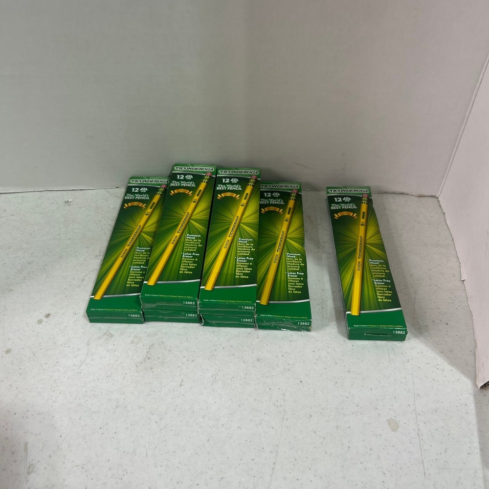 9 Dozen Dixon Ticonderoga 2 HB Wood Cased Pencils Yellow 108 Count Bulk 13882